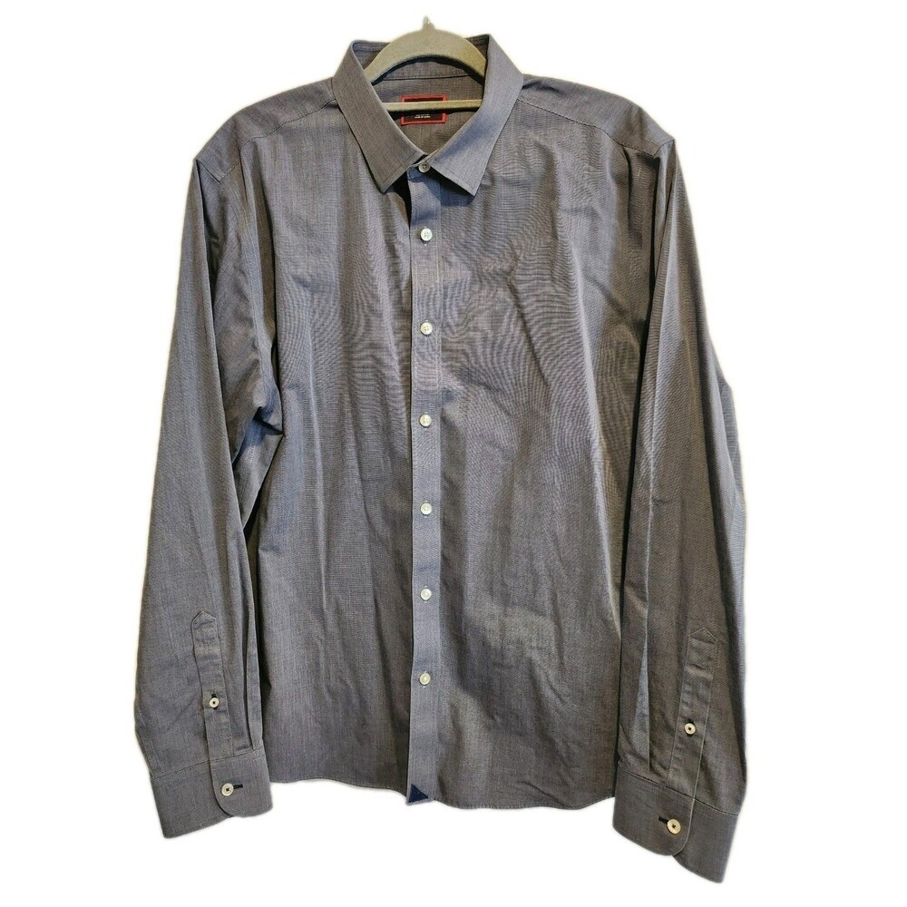 UNTUCKit Orville 100% Cotton Button Down Shirt Slim Fit Blue-Gray Size XL